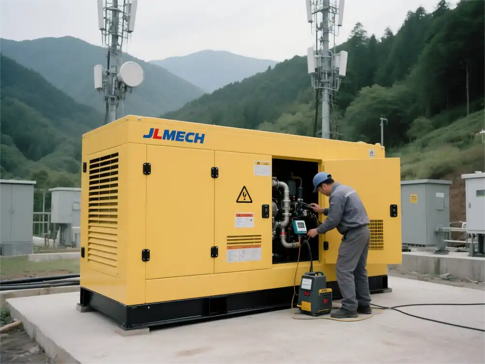 What should I do if the diesel generator is leaking oil?